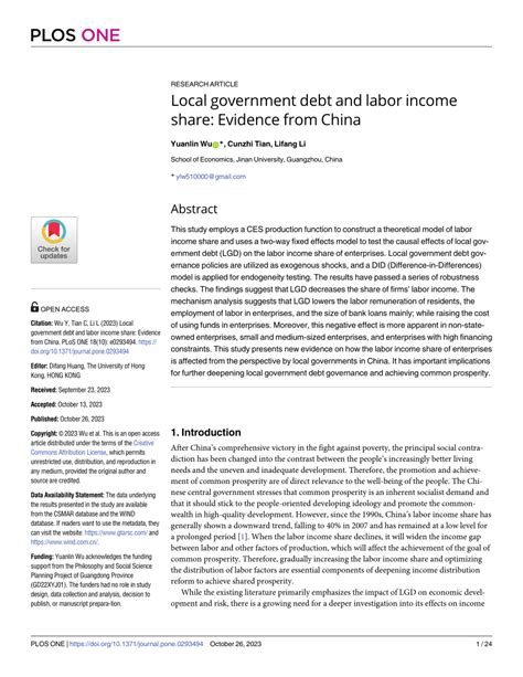 Pdf Local Government Debt And Labor Income Share Evidence From China