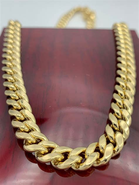 8mm 14k Real Gold Miami Cuban Link Chain Gold Cuban Necklace Etsy In