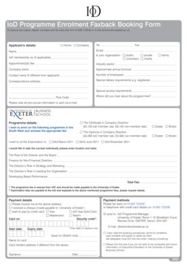 Fillable Online Iod Booking Form Fax Email Print Pdffiller