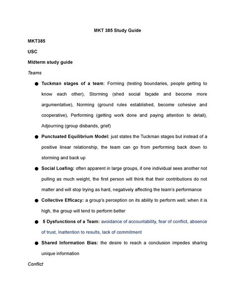 Mkt Sg Study Guide For The Mkt Midterm Exam Mkt Study Guide