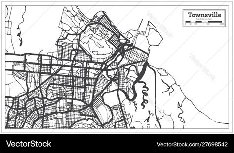 Townsville Australia City Map In Black And White Vector Image