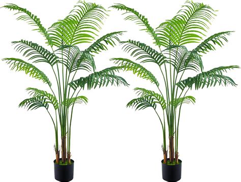 Packs Ft Artificial Areca Palm Fake Plants Palm Tree Faux Tropical