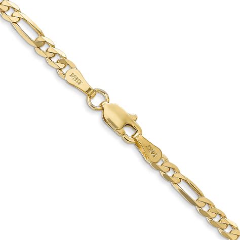 14k 3mm Flat Figaro Chain Unclaimed Diamonds