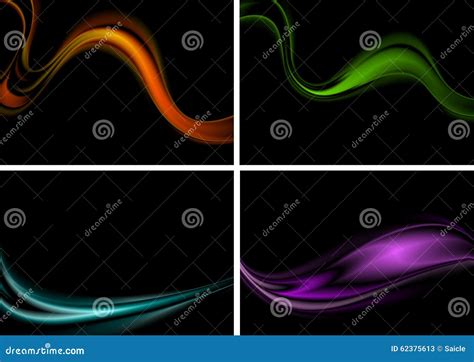 Colorful Abstract Waves On Black Background Stock Vector Illustration