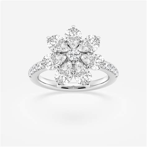 3 Ctw Pear Lab Grown Diamond Flower Fashion Ring Grownbrilliance