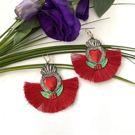 Aretes de hojalata corazón Albor Arte Mx