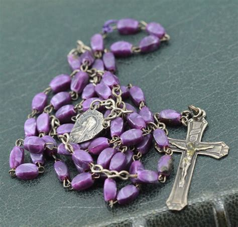 Rare Purple Virgin Mary Rosary Etsy