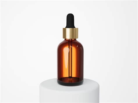 Premium Photo Cosmetic Serum Dropper Brown Glass Bottle 3d Render