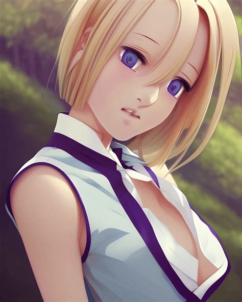 Beautiful Girl Blonde Hair Short Skirt Uniform Natural Beauty Anime Beautiful Symmetrical Face