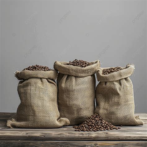 Three Bags Of Coffee Beans Are Piled On Top Each Other Background