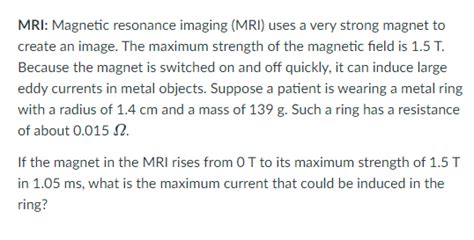 Solved MRI: Magnetic resonance imaging (MRI) uses a very | Chegg.com