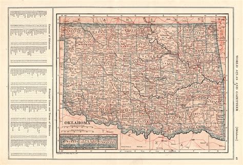 1917 Antique Oklahoma State Map Vintage Map of Oklahoma Gallery Wall Decor Teacher Gift for ...