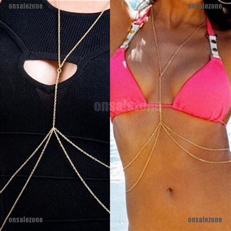 Women Sexy Fashion Gold Body Belly Waist Chain Bikini Beach Harness