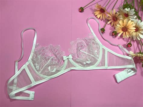 White Lace Bra Sheer Bra Bridal Lingerie Lace Lingerie Etsy Canada