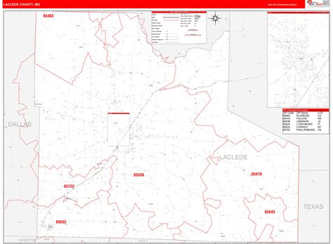 Laclede County Mo Zip Code Wall Map Red Line Style By Marketmaps