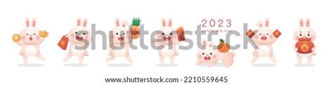 Cute White Bunny Baby Characters Mascots Stock Vector (Royalty Free ...