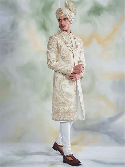 Mint Embroidered Sherwani Set