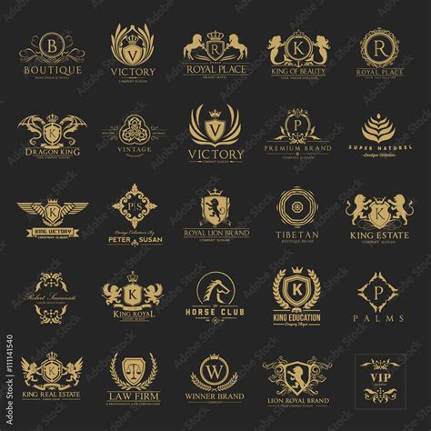 Luxury Royal Crest Logo Collection Design For Hotel And Fashion Brand