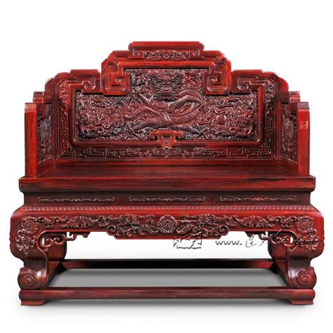 Padauk Imperial Throne Home Office Reception room Luxurious Dragon Chair Solid Wood Carving Red ...