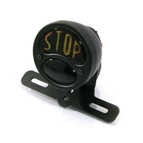 MOTO FEU ARRIÈRE Stop Noir Mat Vintage Rétro Arrêter Universel