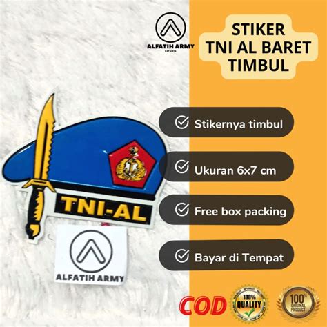 Alfatih Army Stiker Tni Al Baret Biru Timbul X Cm Kendaraan