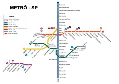 Metro de sao Paulo mapa Mapa del metro de São Paulo Brasil