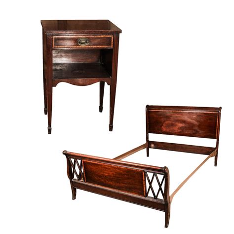 Mahogany Hepplewhite Style Bed Frame And Nightstand Ebth