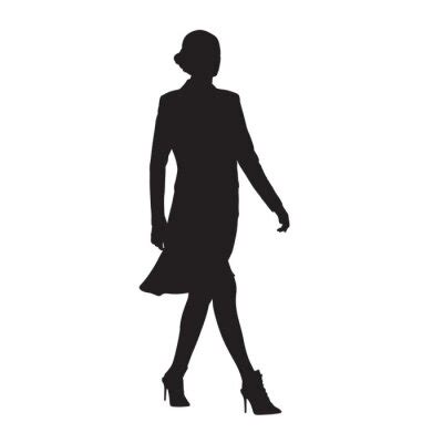 Business Woman Walking Side View Isolated Vector Silhouette