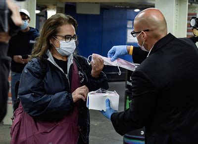 Mta Leadership And Members Of Mask Force Hand Out Pink Masks For