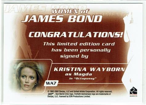 James Bond Women In Motion Autograph Card Wa Kristina Wayborn As Magda