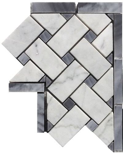 Carrara Venato Honed Basketweave Bardiglio Gray Marble Corner