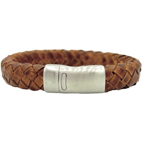 Milez Armband Mannen Armband Heren Leer Cognac Maat M Bol