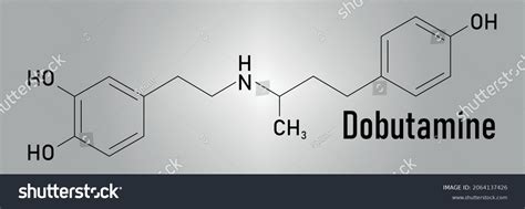 Dobutamine Sympathomimetic Drug Molecule Skeletal Formula Stock Vector