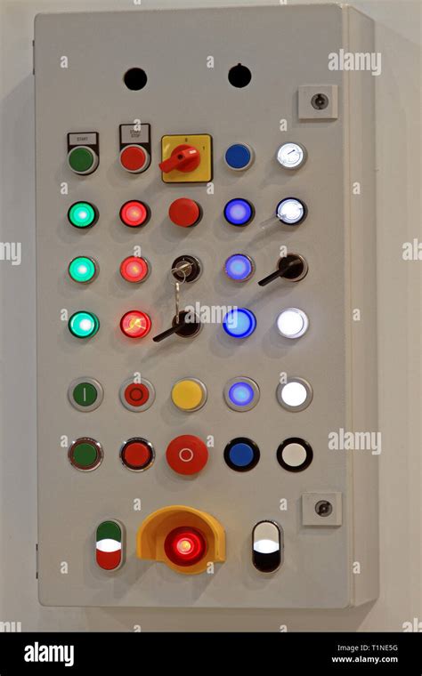 Electric Control Box With Push Buttons And Switches Stock Photo Alamy