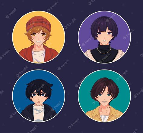 Premium Vector | Anime male avatars