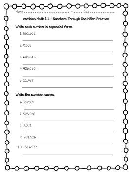 Envision Math Grade Topic Quick Check Worksheets Library