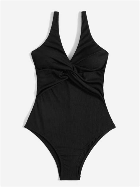 Twist Front One Piece Swimsuit Shein Usa