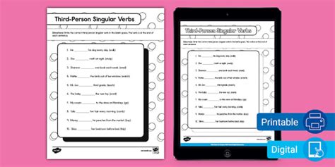 Third Person Singular Verbs Activity For ELL Teacher Made