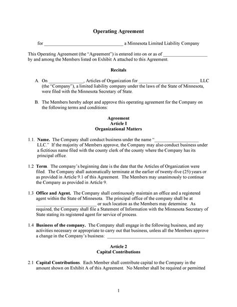 30 Plantillas Profesionales De Acuerdos Operativos De Llc Mundo