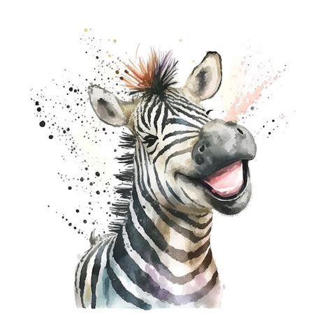 Uma Pintura Em Aquarela De Uma Zebra Uma L Ngua Rosa Foto Premium