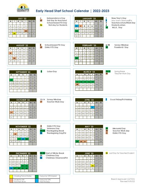 School Calendars / Early Head Start School Calendar