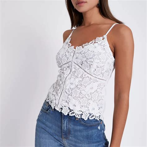 White Lace Cami Top Crop Tops Bralets Tops Women