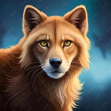 Premium Photo | A drawing of a wolf with yellow eyes.