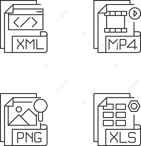 Tipos De Archivos Iconos Lineales Perfectos De P Xeles Establecer Hoja