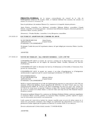 Fillable Online PROCS VERBAL De Lassemble Rgulire Du Conseil De La