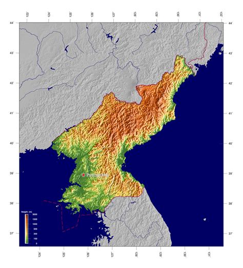 Large detailed physical map of North Korea | North Korea | Asia ...