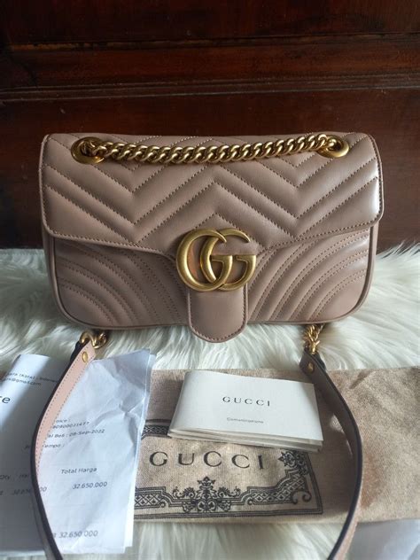 Gucci Marmont Small Nude Thn With Db Booklet N Invoice On Carousell