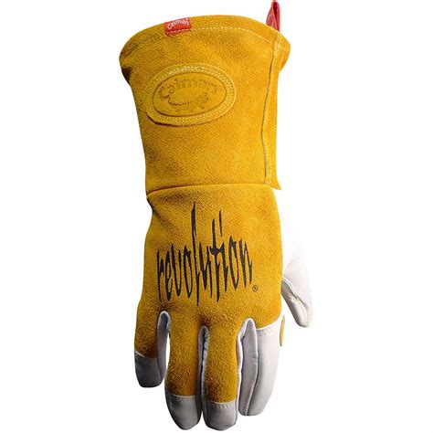 CAIMAN Welding Gloves Wing Thumb Gauntlet Cuff Premium Tan Cowhide