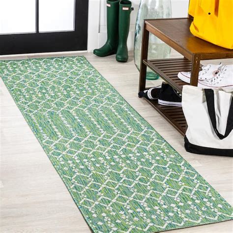 Jonathan Y Ourika Moroccan Ivorygreen 2 Ft X 8 Ft Geometric Textured