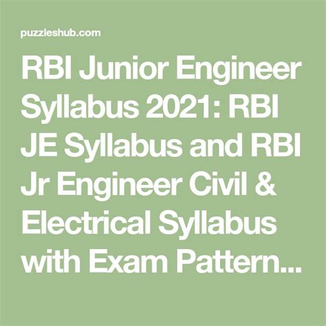 RBI Junior Engineer Exam Syllabus 2021